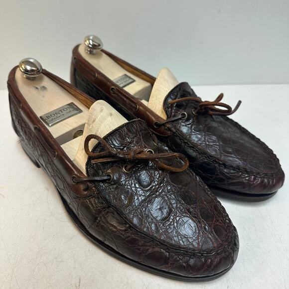 NEW HEELS Rancourt & Co. x Cole Haan Crocodile Moccasin Loafer Made in USA 12 D main image 8